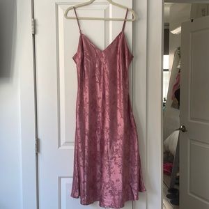 Mauve Pink Jacquard Satin Slip Dress